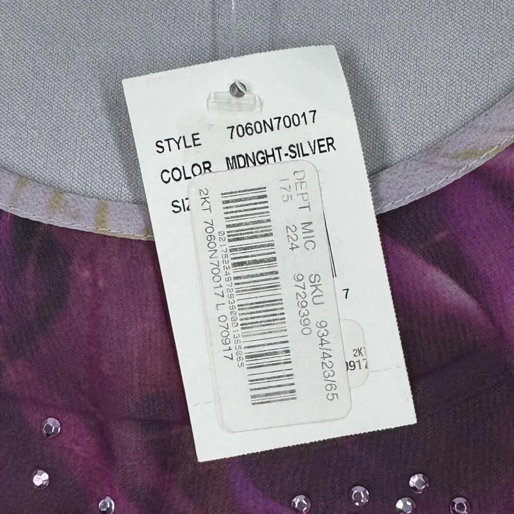 One World Women's Purple Floral Tunic Top‎ with Sequin Detail Size L w/ Liner - Picture 4 of 9
